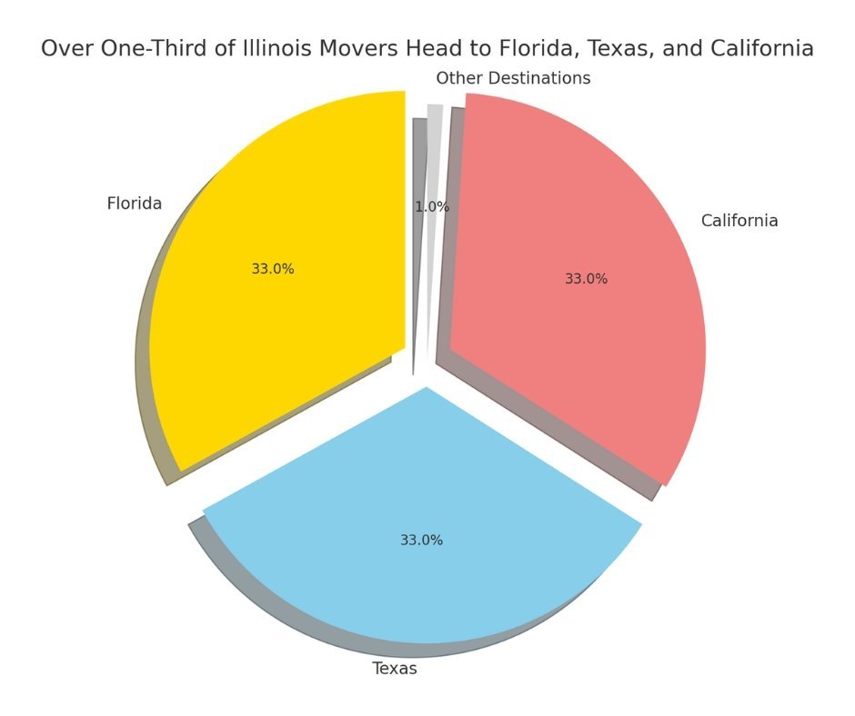 Over One-Third of Illinois Movers Head to Florida, Texas, and California