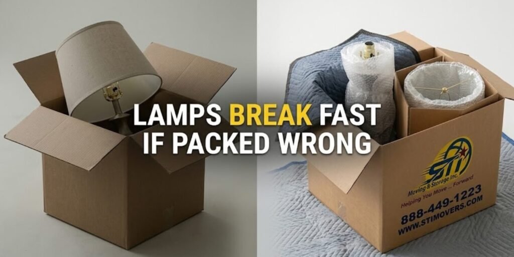 how to pack lamps for moving